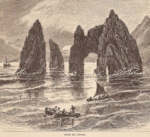 Cabo San Lucas. Dibujo de John Ross Browne. Año 1867 or 1868