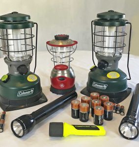 Battery operated flashlights and lanterns.