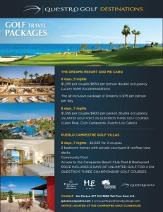 Questro Golf Destinations. Golf travel packages for Los Cabos, Mexico.