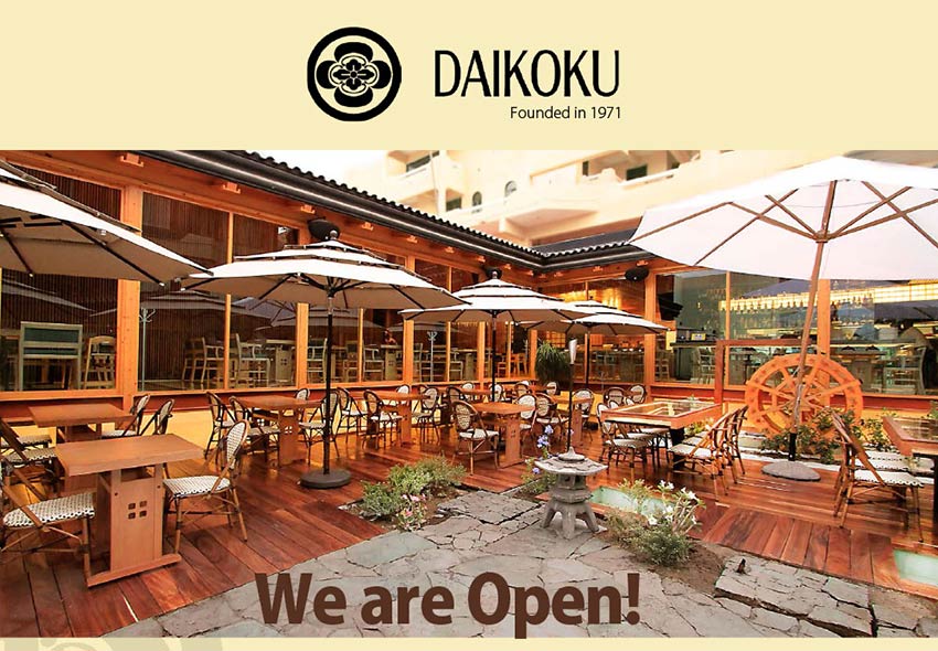 Daikoku Cabo, we are open. 40% discount this month (September).