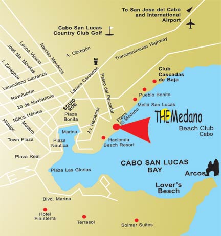 The Medano Beach Club Cabo - Location Map - Cabo San Lucas, Mexico